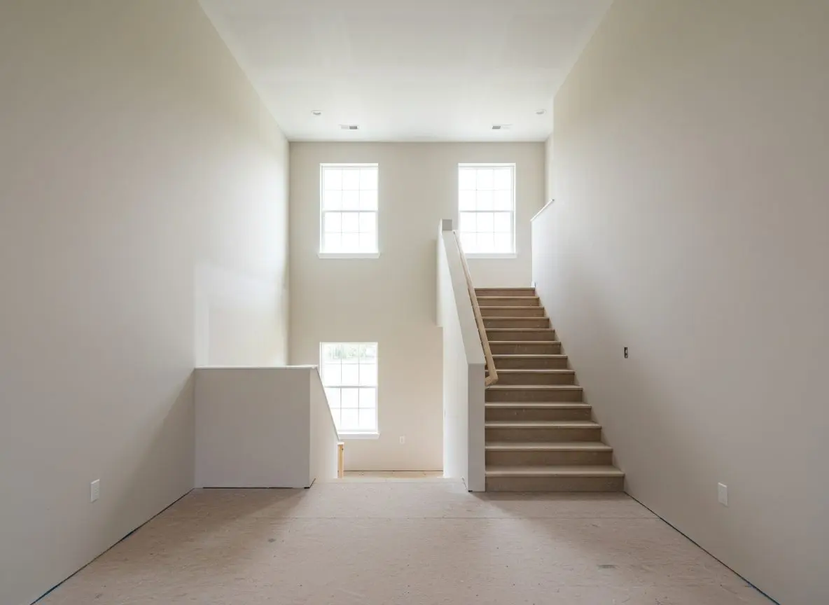 Knockdown match on a stair wall in Five Forks